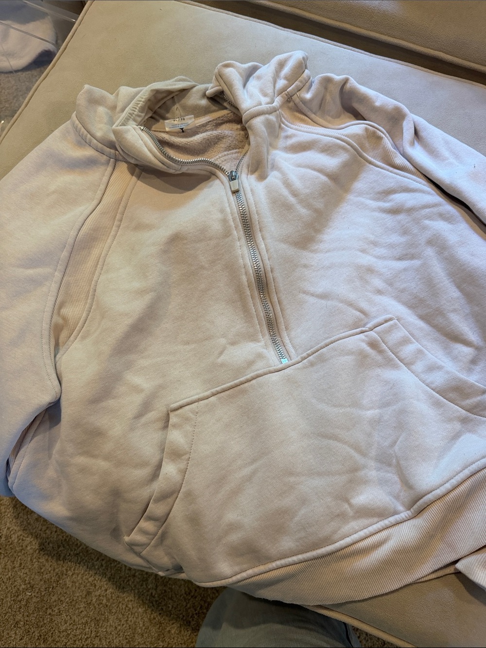 Danskin Men's Half-Zip Sweatshirt in Light Cream